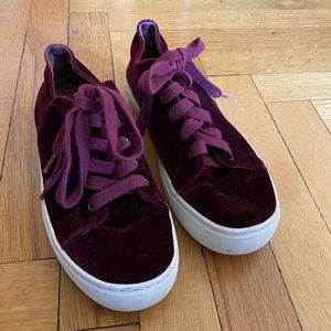 Maroon velvet Zara sneakers